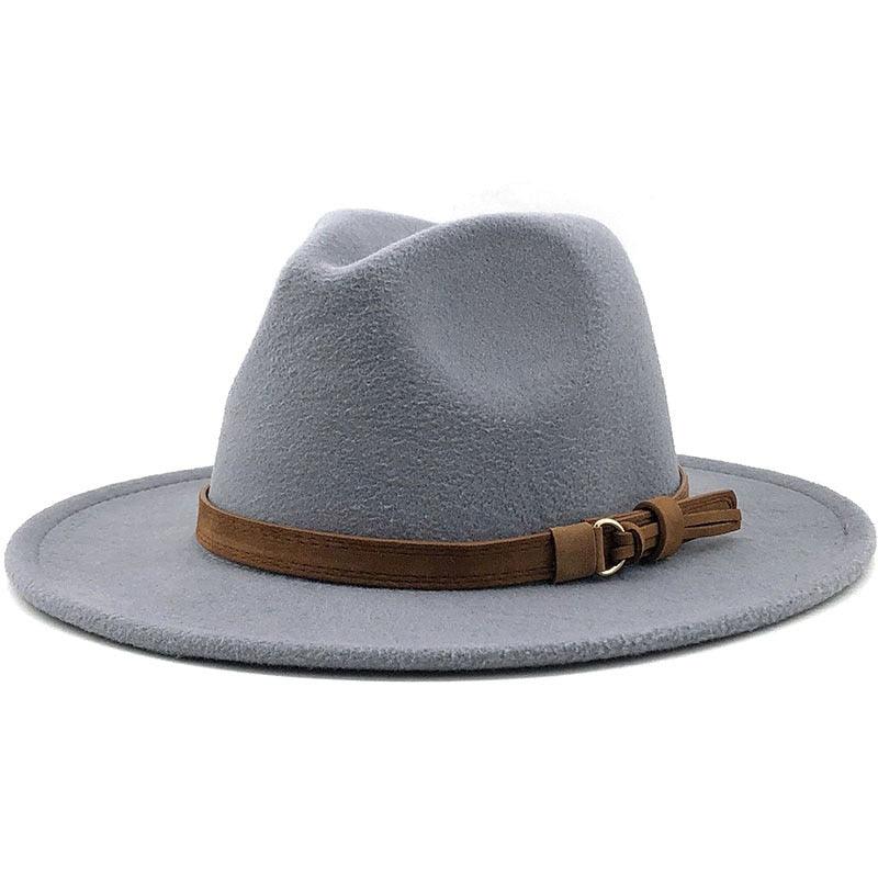 New Adjustable Unisex Wool Fedora Hat Luxury Wide Brim Fedora Floppy Hat Gentleman Elegant Winter Autumn Wide Comfortable Soft Hat Outdoor Wide Brim Hat With Strap Stevvex