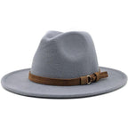 New Adjustable Unisex Wool Fedora Hat Luxury Wide Brim Fedora Floppy Hat Gentleman Elegant Winter Autumn Wide Comfortable Soft Hat Outdoor Wide Brim Hat With Strap Stevvex
