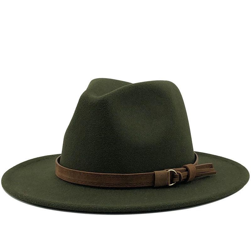 New Adjustable Unisex Wool Fedora Hat Luxury Wide Brim Fedora Floppy Hat Gentleman Elegant Winter Autumn Wide Comfortable Soft Hat Outdoor Wide Brim Hat With Strap Stevvex