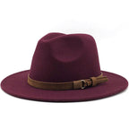 New Adjustable Unisex Wool Fedora Hat Luxury Wide Brim Fedora Floppy Hat Gentleman Elegant Winter Autumn Wide Comfortable Soft Hat Outdoor Wide Brim Hat With Strap Stevvex