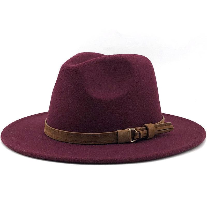 New Adjustable Unisex Wool Fedora Hat Luxury Wide Brim Fedora Floppy Hat Gentleman Elegant Winter Autumn Wide Comfortable Soft Hat Outdoor Wide Brim Hat With Strap Stevvex