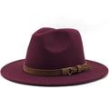 New Adjustable Unisex Wool Fedora Hat Luxury Wide Brim Fedora Floppy Hat Gentleman Elegant Winter Autumn Wide Comfortable Soft Hat Outdoor Wide Brim Hat With Strap Stevvex