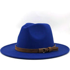 New Adjustable Unisex Wool Fedora Hat Luxury Wide Brim Fedora Floppy Hat Gentleman Elegant Winter Autumn Wide Comfortable Soft Hat Outdoor Wide Brim Hat With Strap Stevvex