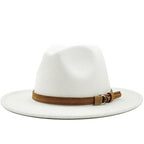 New Adjustable Unisex Wool Fedora Hat Luxury Wide Brim Fedora Floppy Hat Gentleman Elegant Winter Autumn Wide Comfortable Soft Hat Outdoor Wide Brim Hat With Strap Stevvex