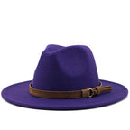 New Adjustable Unisex Wool Fedora Hat Luxury Wide Brim Fedora Floppy Hat Gentleman Elegant Winter Autumn Wide Comfortable Soft Hat Outdoor Wide Brim Hat With Strap Stevvex