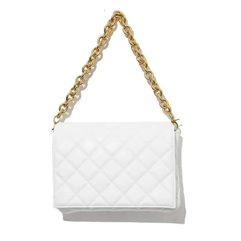 New Adorable Women's Handbag Green Small Flap Shoulder Bag In Thick Metal Chain Women's Clutch Bags Luxury  Ladies Shoulder Purse Stevvex