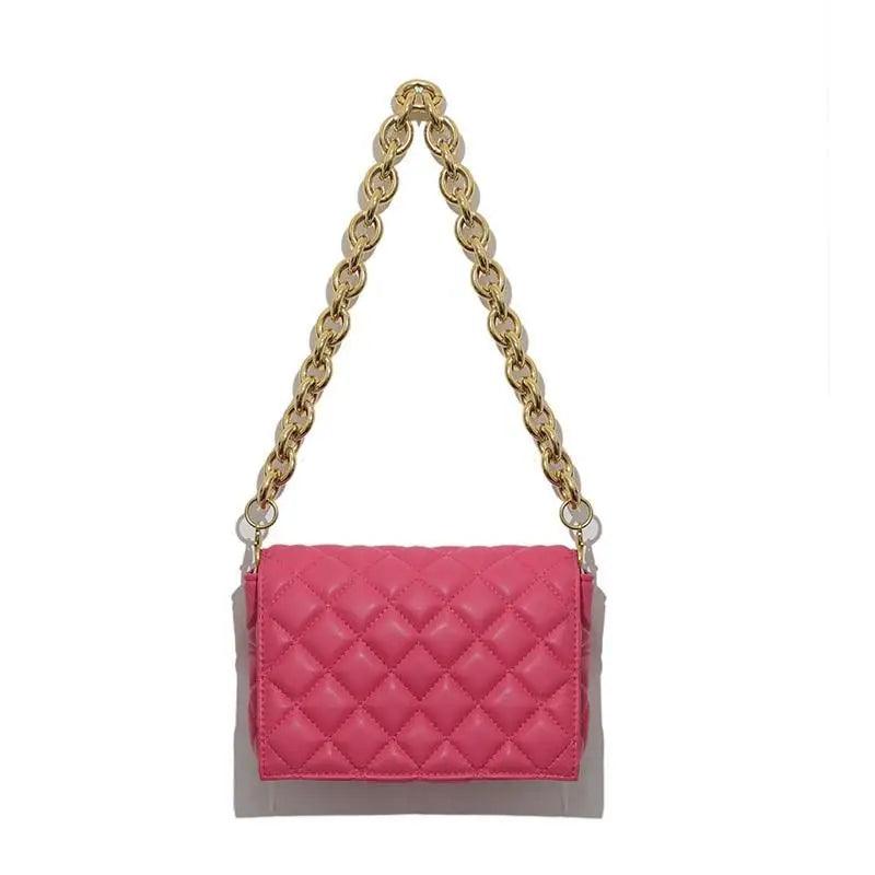 New Adorable Women's Handbag Green Small Flap Shoulder Bag In Thick Metal Chain Women's Clutch Bags Luxury  Ladies Shoulder Purse Stevvex