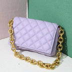 New Adorable Women's Handbag Green Small Flap Shoulder Bag In Thick Metal Chain Women's Clutch Bags Luxury  Ladies Shoulder Purse Stevvex