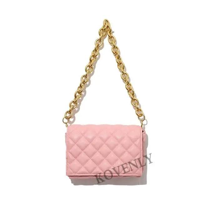 New Adorable Women's Handbag Green Small Flap Shoulder Bag In Thick Metal Chain Women's Clutch Bags Luxury  Ladies Shoulder Purse Stevvex