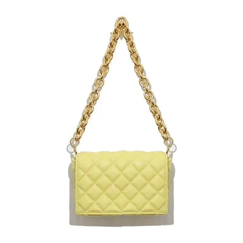 New Adorable Women's Handbag Green Small Flap Shoulder Bag In Thick Metal Chain Women's Clutch Bags Luxury  Ladies Shoulder Purse Stevvex