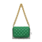 New Adorable Women's Handbag Green Small Flap Shoulder Bag In Thick Metal Chain Women's Clutch Bags Luxury  Ladies Shoulder Purse Stevvex