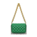 New Adorable Women's Handbag Green Small Flap Shoulder Bag In Thick Metal Chain Women's Clutch Bags Luxury  Ladies Shoulder Purse Stevvex
