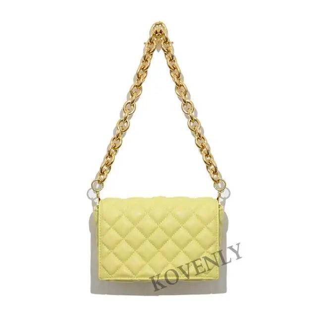 New Adorable Women's Handbag Green Small Flap Shoulder Bag In Thick Metal Chain Women's Clutch Bags Luxury  Ladies Shoulder Purse Stevvex