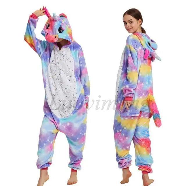New Animal Pajamas Women Unicorn Sleepwear Panda Pajama Cartoon Overalls Winter Rabbit Nightie Jumpsuit For Winter Girls Unicorn Pajamas Costume Fleece Hooded Animal Sleepwear Christmas Cosplay Unicorn Gift Stevvex