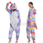 New Animal Pajamas Women Unicorn Sleepwear Panda Pajama Cartoon Overalls Winter Rabbit Nightie Jumpsuit For Winter Girls Unicorn Pajamas Costume Fleece Hooded Animal Sleepwear Christmas Cosplay Unicorn Gift Stevvex