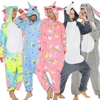 New Animal Pajamas Women Unicorn Sleepwear Panda Pajama Cartoon Overalls Winter Rabbit Nightie Jumpsuit For Winter Girls Unicorn Pajamas Costume Fleece Hooded Animal Sleepwear Christmas Cosplay Unicorn Gift Stevvex