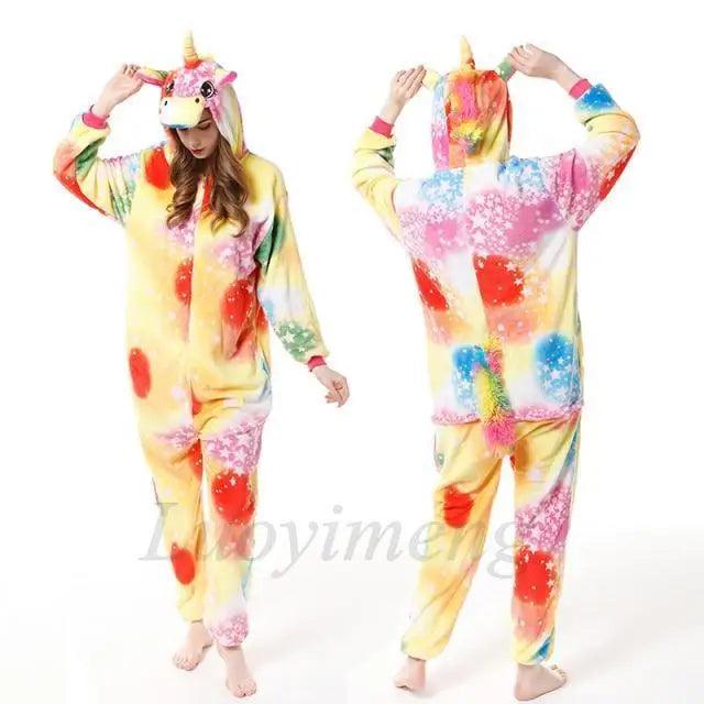 New Animal Pajamas Women Unicorn Sleepwear Panda Pajama Cartoon Overalls Winter Rabbit Nightie Jumpsuit For Winter Girls Unicorn Pajamas Costume Fleece Hooded Animal Sleepwear Christmas Cosplay Unicorn Gift Stevvex