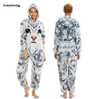 New Animal Pajamas Women Unicorn Sleepwear Panda Pajama Cartoon Overalls Winter Rabbit Nightie Jumpsuit For Winter Girls Unicorn Pajamas Costume Fleece Hooded Animal Sleepwear Christmas Cosplay Unicorn Gift Stevvex