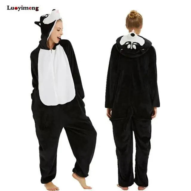 New Animal Pajamas Women Unicorn Sleepwear Panda Pajama Cartoon Overalls Winter Rabbit Nightie Jumpsuit For Winter Girls Unicorn Pajamas Costume Fleece Hooded Animal Sleepwear Christmas Cosplay Unicorn Gift Stevvex