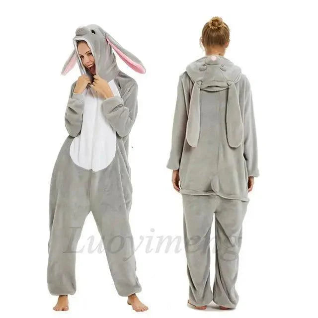 New Animal Pajamas Women Unicorn Sleepwear Panda Pajama Cartoon Overalls Winter Rabbit Nightie Jumpsuit For Winter Girls Unicorn Pajamas Costume Fleece Hooded Animal Sleepwear Christmas Cosplay Unicorn Gift Stevvex