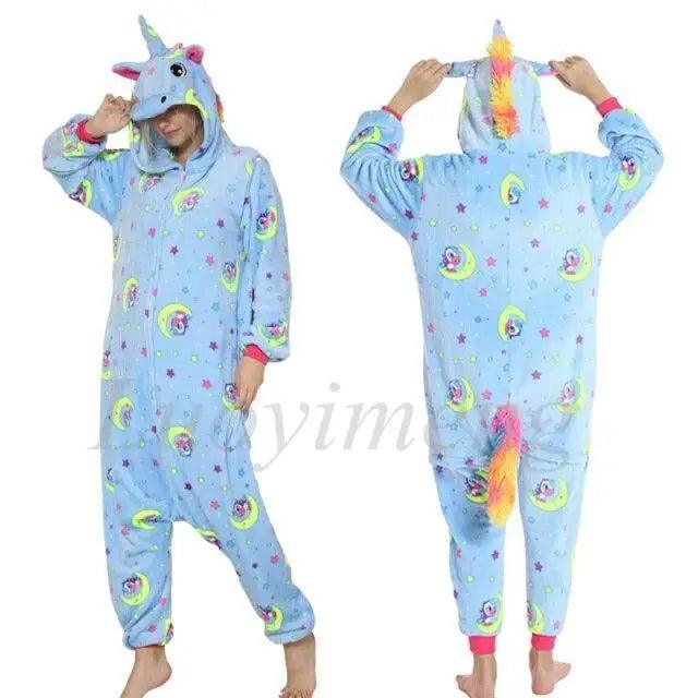 New Animal Pajamas Women Unicorn Sleepwear Panda Pajama Cartoon Overalls Winter Rabbit Nightie Jumpsuit For Winter Girls Unicorn Pajamas Costume Fleece Hooded Animal Sleepwear Christmas Cosplay Unicorn Gift Stevvex