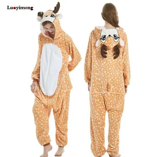 New Animal Pajamas Women Unicorn Sleepwear Panda Pajama Cartoon Overalls Winter Rabbit Nightie Jumpsuit For Winter Girls Unicorn Pajamas Costume Fleece Hooded Animal Sleepwear Christmas Cosplay Unicorn Gift Stevvex