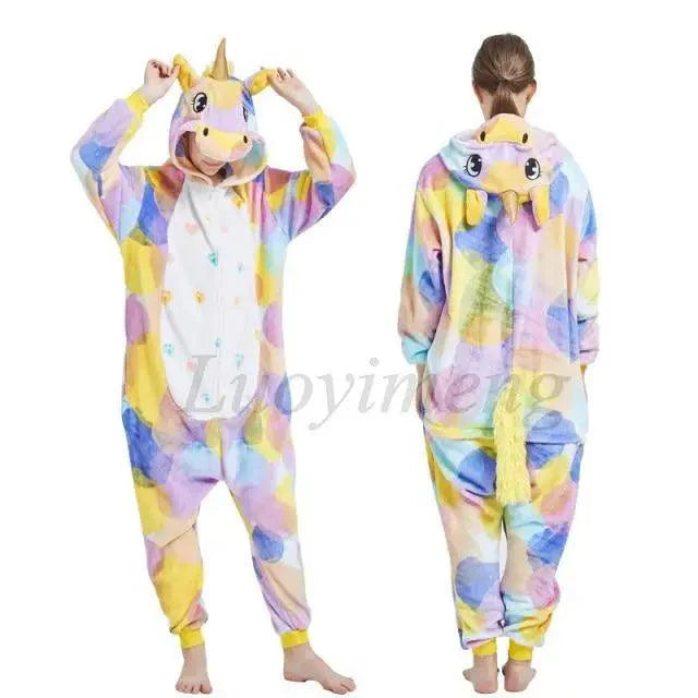 New Animal Pajamas Women Unicorn Sleepwear Panda Pajama Cartoon Overalls Winter Rabbit Nightie Jumpsuit For Winter Girls Unicorn Pajamas Costume Fleece Hooded Animal Sleepwear Christmas Cosplay Unicorn Gift Stevvex