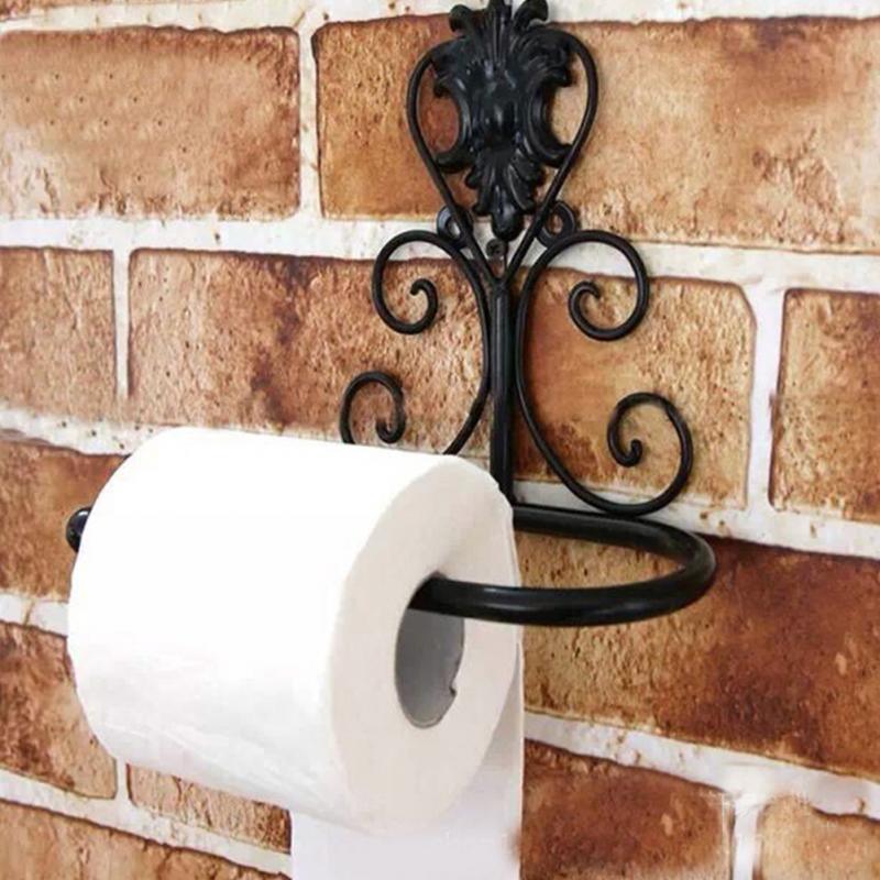 New Arrival Classic Bathroom accessories Vintage Iron Toilet Paper Towel Roll Holder Bathroom Wall Mount Rack Toilet Paper Roll Holder Cast Iron Wall Mounted Toilet Tissue Holder  European Victorian Design Stevvex