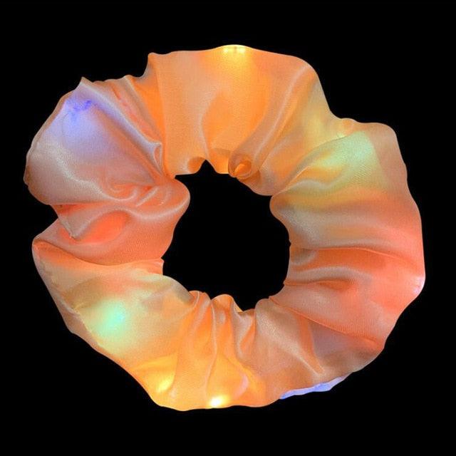 New Arrival Girls LED Luminous Scrunchies Hairband Ponytail Holder Headwear Elastic Hair Bands Solid Color Hair Accessories Ponytail Holder Accessories for Women And Girls