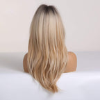 New Arrival Long Straight Wigs Ombre Black Blonde Ash Wig with Bangs Heat Resistant Synthetic Wigs for Women Stylish Wigs For Black Women Cosplay Wigs For Women