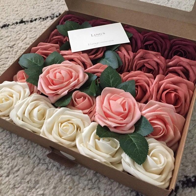 New Artificial 10/20/30 Heads 8cm PE Foam Rose Flowers Bride Bouquet Flower For Wedding Party Decorative Scrapbooking Flower Silk Roses for Wedding Centerpieces Bridal Show Bouquets Party Home Flowers Decoration Stevvex