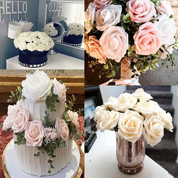 New Artificial 10/20/30 Heads 8cm PE Foam Rose Flowers Bride Bouquet Flower For Wedding Party Decorative Scrapbooking Flower Silk Roses for Wedding Centerpieces Bridal Show Bouquets Party Home Flowers Decoration Stevvex