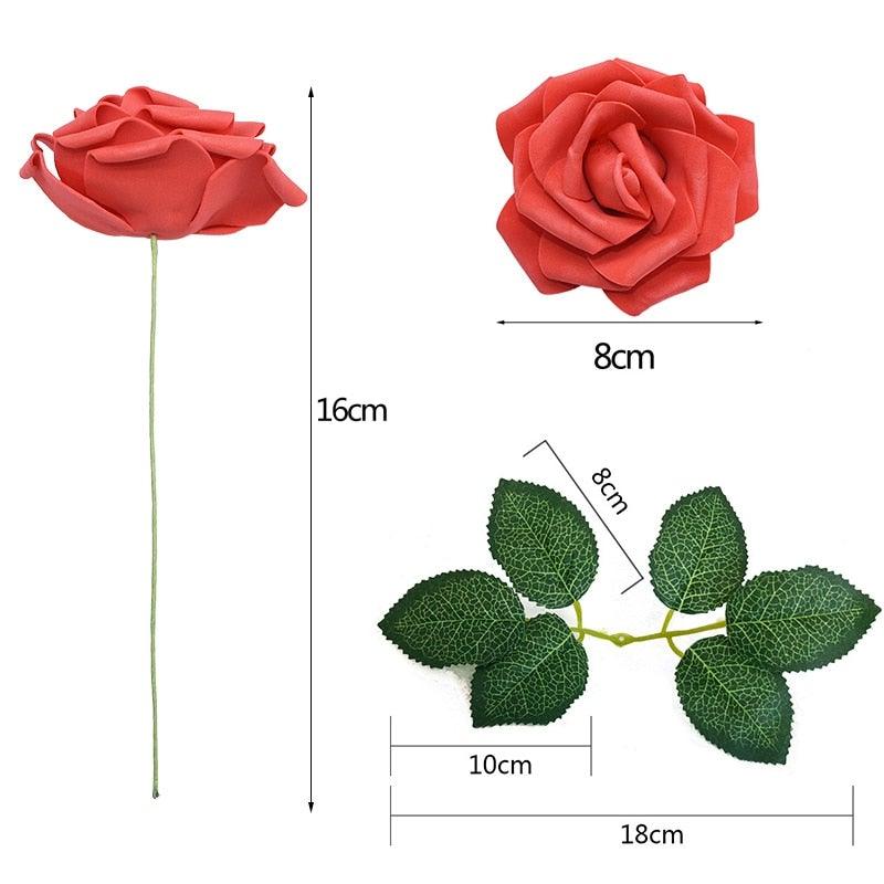 New Artificial 10/20/30 Heads 8cm PE Foam Rose Flowers Bride Bouquet Flower For Wedding Party Decorative Scrapbooking Flower Silk Roses for Wedding Centerpieces Bridal Show Bouquets Party Home Flowers Decoration Stevvex