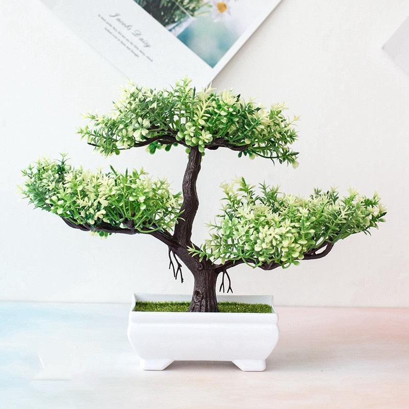 New Artificial Plants Pine Bonsai Potted  Decorative Green Small Trees Fake Flowers Ornament For Home Garden Decoration Stevvex