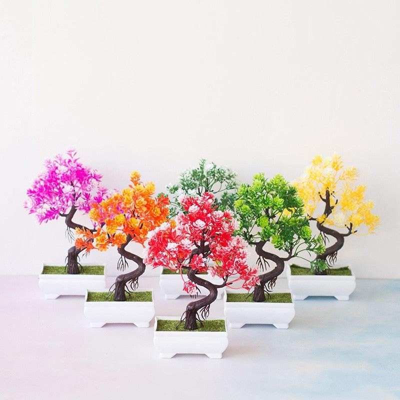New Artificial Plants Pine Bonsai Potted  Decorative Green Small Trees Fake Flowers Ornament For Home Garden Decoration Stevvex