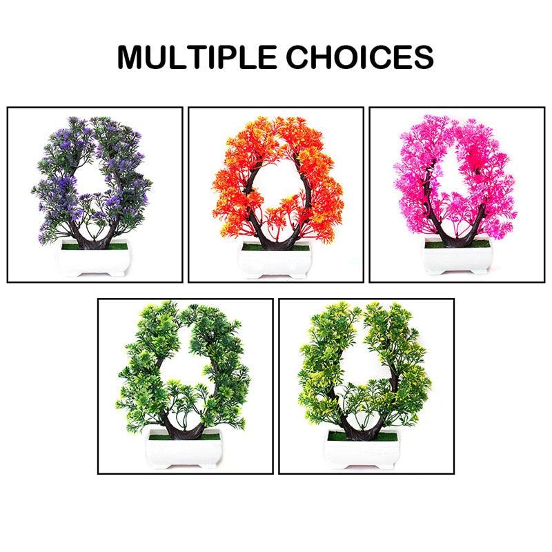 New Artificial Plants Pine Bonsai Potted  Decorative Green Small Trees Fake Flowers Ornament For Home Garden Decoration Stevvex