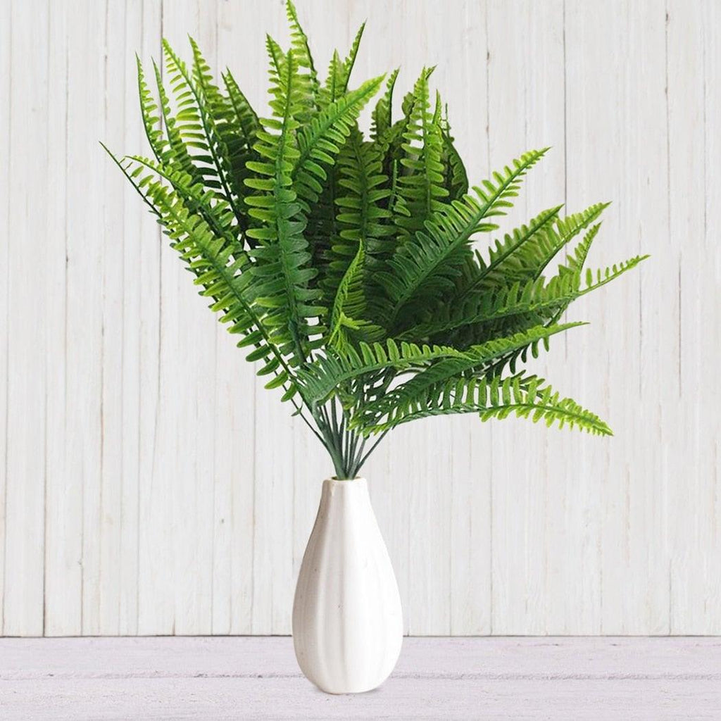 New Artificial Shrubs Boston Fern Grass Fake Green Bushes Indoor Outdoor UV Resistant Indoor Outside For Home Garden Porch Window Décor Stevvex