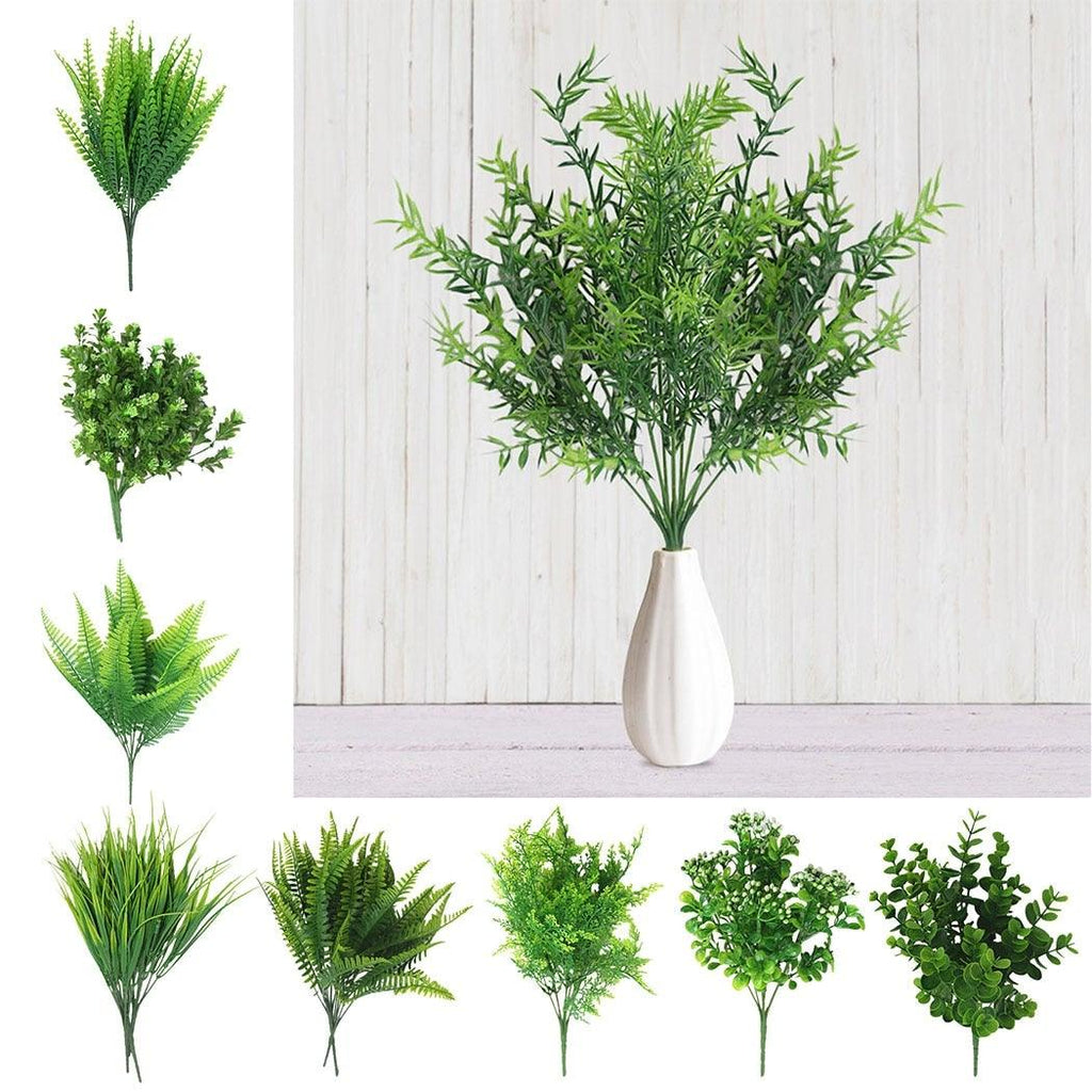 New Artificial Shrubs Boston Fern Grass Fake Green Bushes Indoor Outdoor UV Resistant Indoor Outside For Home Garden Porch Window Décor Stevvex