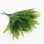 New Artificial Shrubs Boston Fern Grass Fake Green Bushes Indoor Outdoor UV Resistant Indoor Outside For Home Garden Porch Window Décor Stevvex