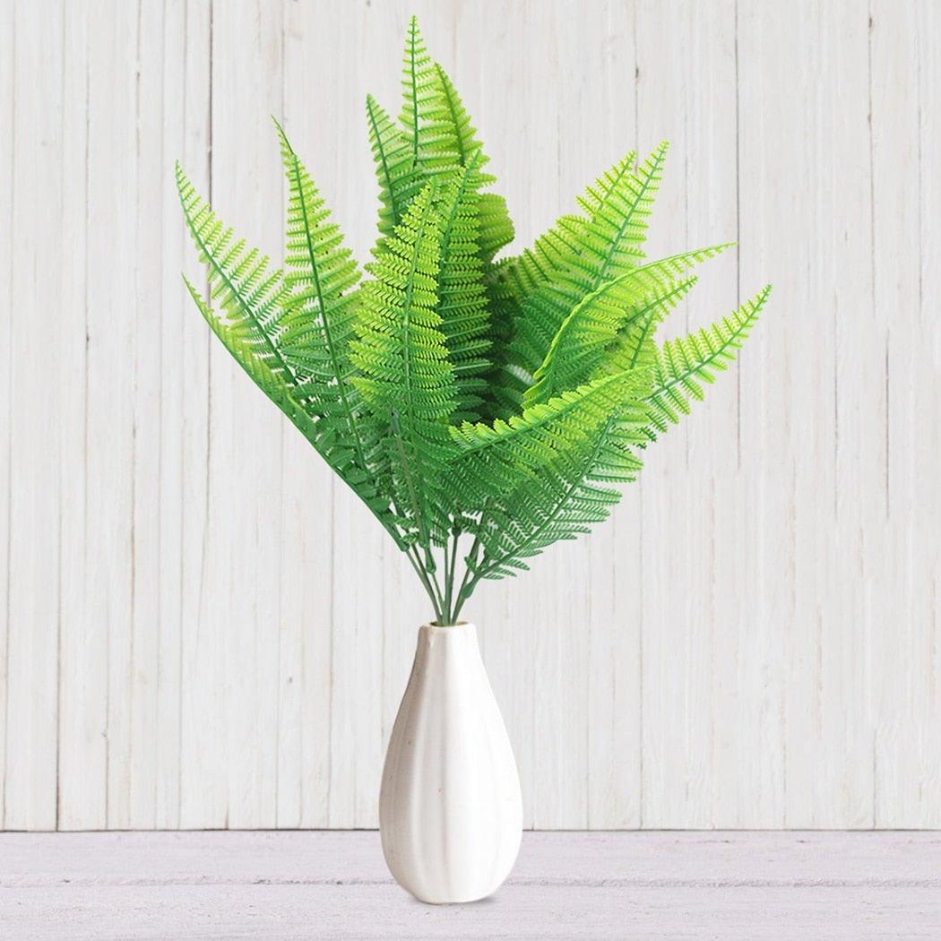 New Artificial Shrubs Boston Fern Grass Fake Green Bushes Indoor Outdoor UV Resistant Indoor Outside For Home Garden Porch Window Décor Stevvex
