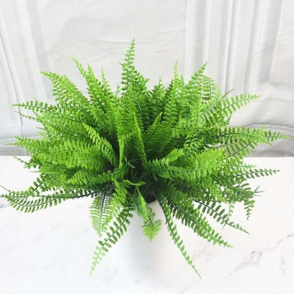 New Artificial Shrubs Boston Fern Grass Fake Green Bushes Indoor Outdoor UV Resistant Indoor Outside For Home Garden Porch Window Décor Stevvex