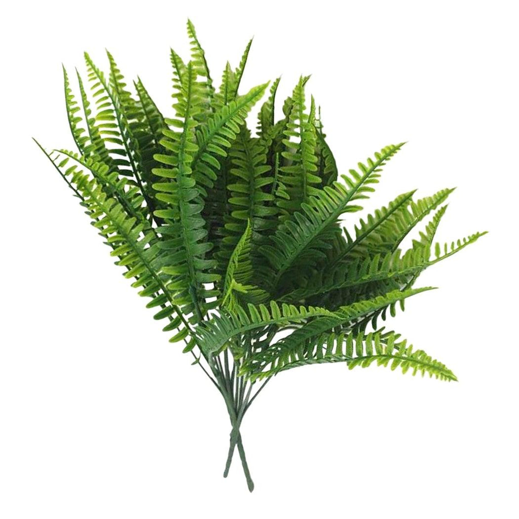 New Artificial Shrubs Boston Fern Grass Fake Green Bushes Indoor Outdoor UV Resistant Indoor Outside For Home Garden Porch Window Décor Stevvex