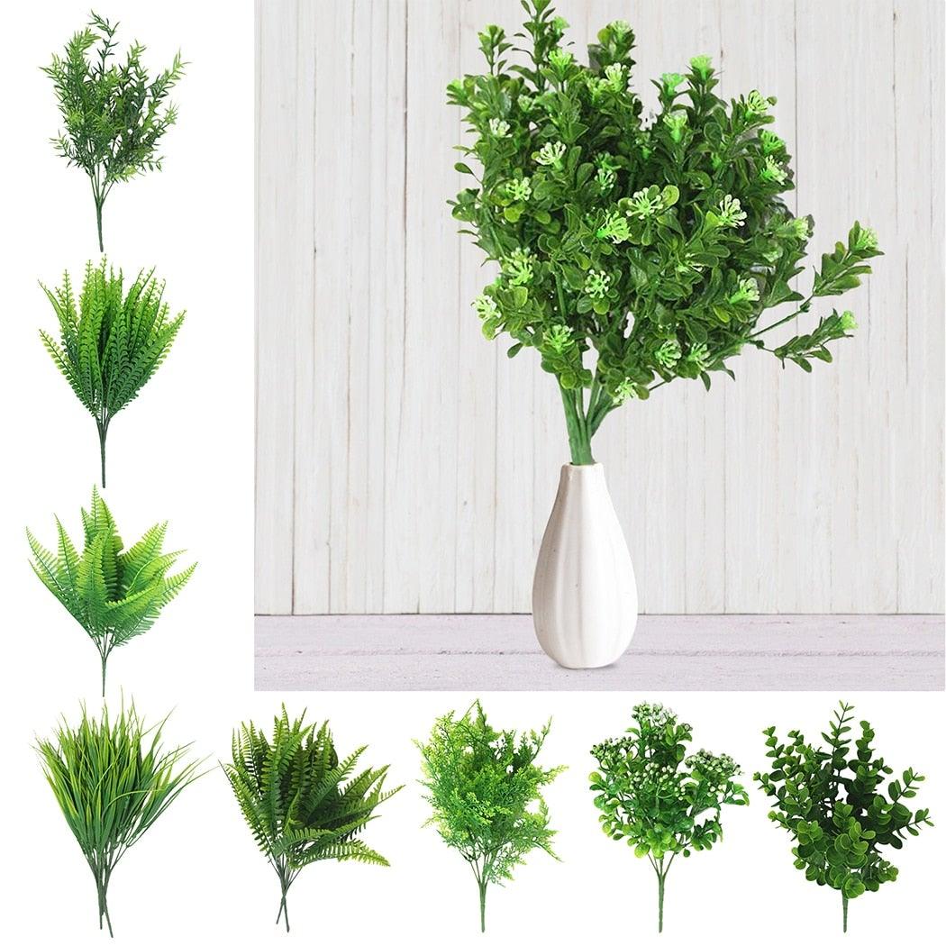 New Artificial Shrubs Boston Fern Grass Fake Green Bushes Indoor Outdoor UV Resistant Indoor Outside For Home Garden Porch Window Décor Stevvex