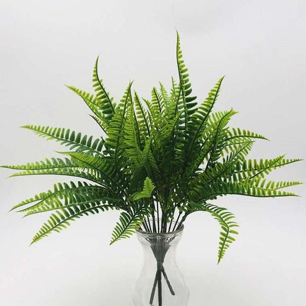 New Artificial Shrubs Boston Fern Grass Fake Green Bushes Indoor Outdoor UV Resistant Indoor Outside For Home Garden Porch Window Décor Stevvex
