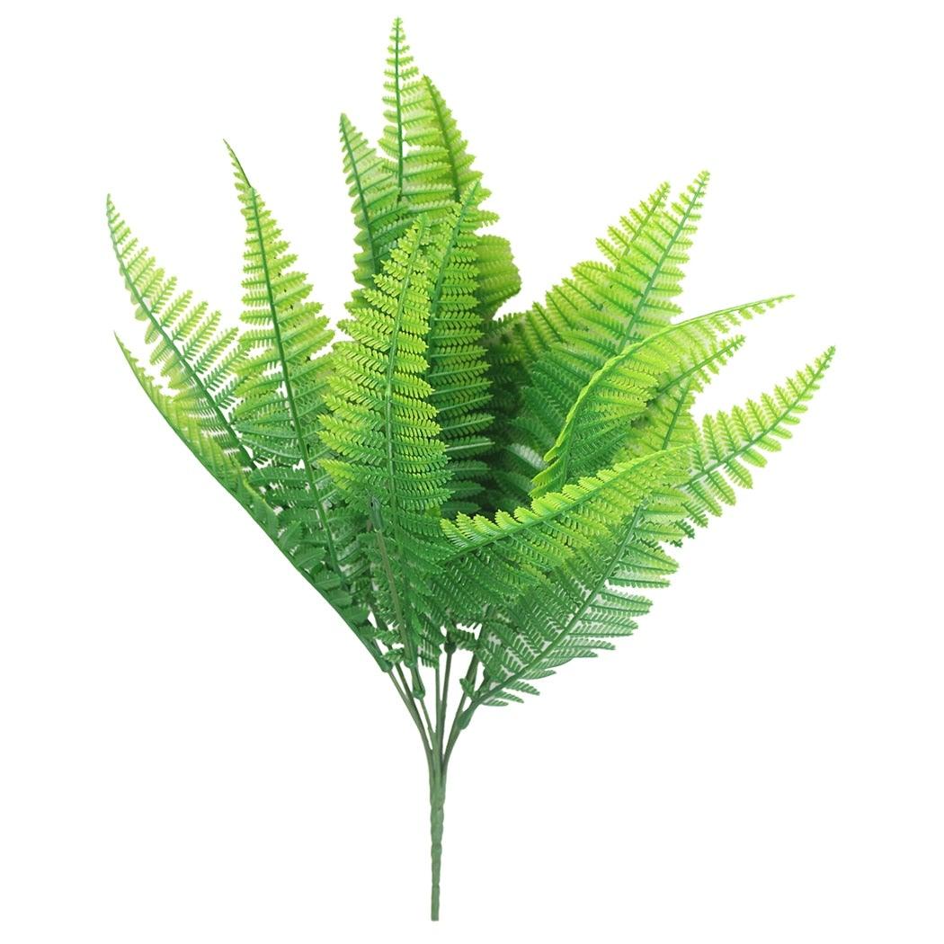 New Artificial Shrubs Boston Fern Grass Fake Green Bushes Indoor Outdoor UV Resistant Indoor Outside For Home Garden Porch Window Décor Stevvex