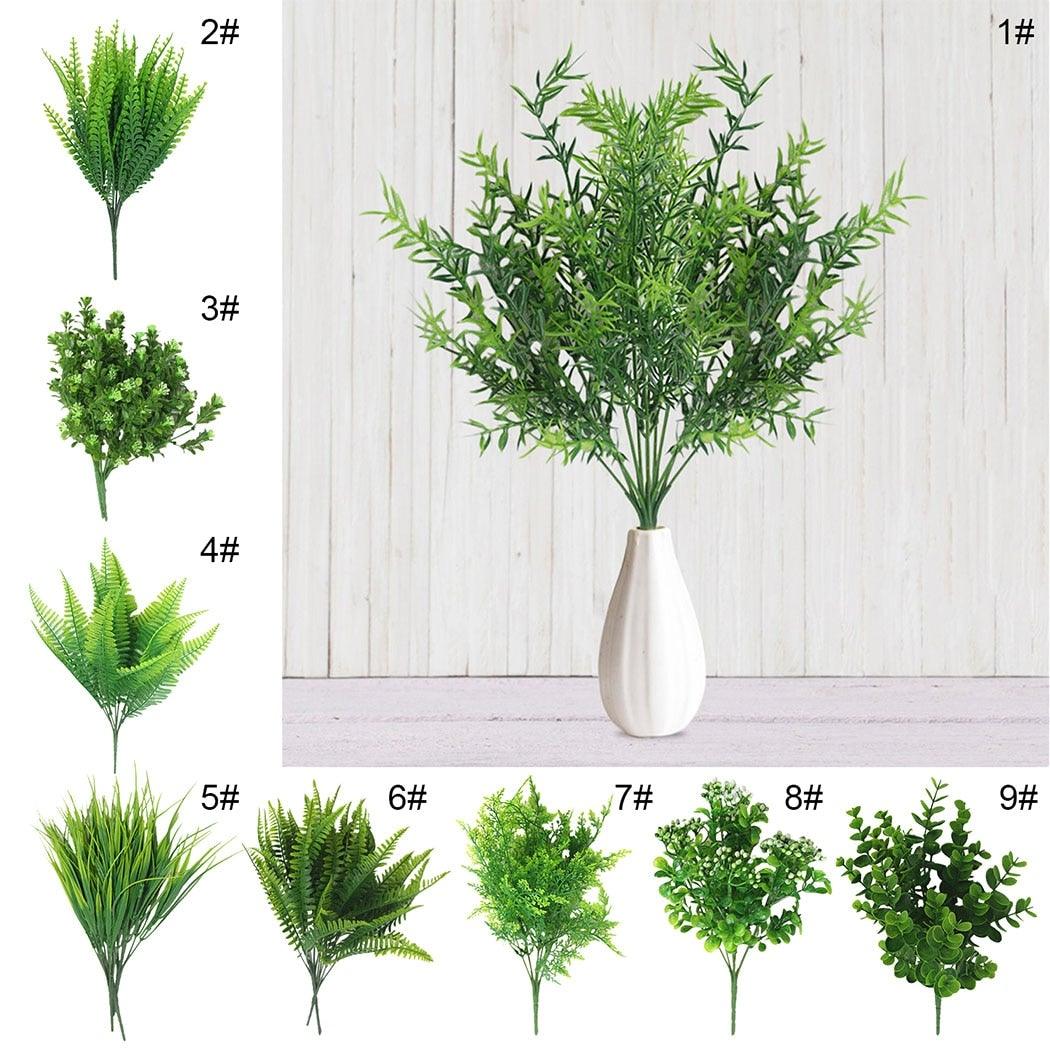 New Artificial Shrubs Boston Fern Grass Fake Green Bushes Indoor Outdoor UV Resistant Indoor Outside For Home Garden Porch Window Décor Stevvex