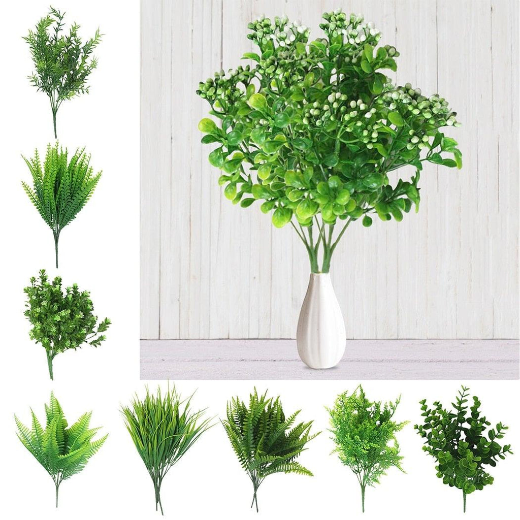 New Artificial Shrubs Boston Fern Grass Fake Green Bushes Indoor Outdoor UV Resistant Indoor Outside For Home Garden Porch Window Décor Stevvex