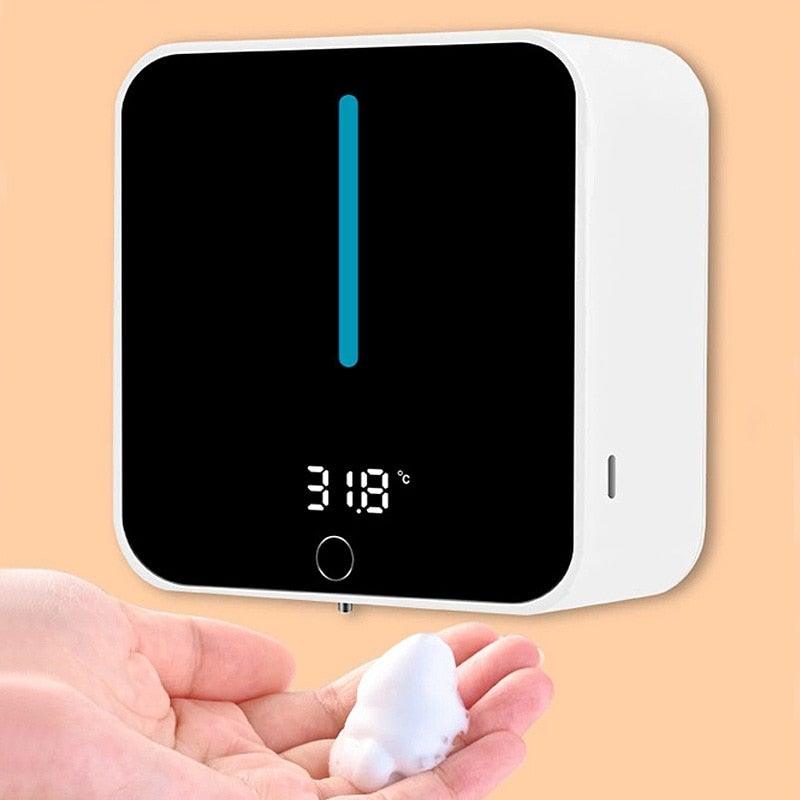 New Automatic Induction Foaming Hand Washer LED Display Screen Washing Machine Infrared Sensor Soap Dispenser For Bathroom Wall Automatic Induction Soap Dispenser Wall-Mounted Mobile Phone Washing Infrared Thermometer Household Charging Contact-Free Hand Stevvex
