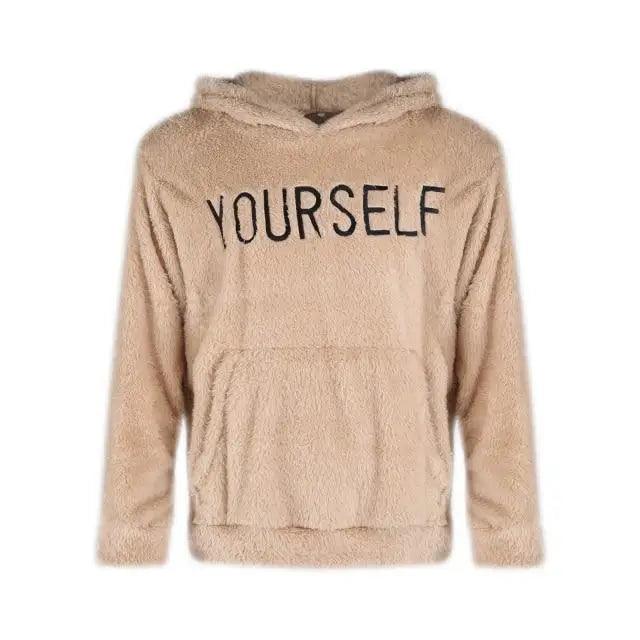New Autumn And Winter Warm Men Wool Hooded Sweatshirts Letter Print Hooded Men's Embroidered Sweater Casual Hooded Long Sleeve Hipster Gym Long Sleeve Hoodies Stevvex