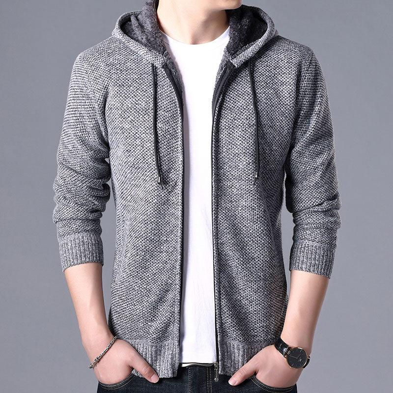 New Autumn Winter Jacket Men Warm Casual Slim Fit Fleece Jacket Elegant Jackets For Men Warm Soft Sweater Solid Jackets Casual Business Men Clothing Lightweight Hooded Jackets Stevvex